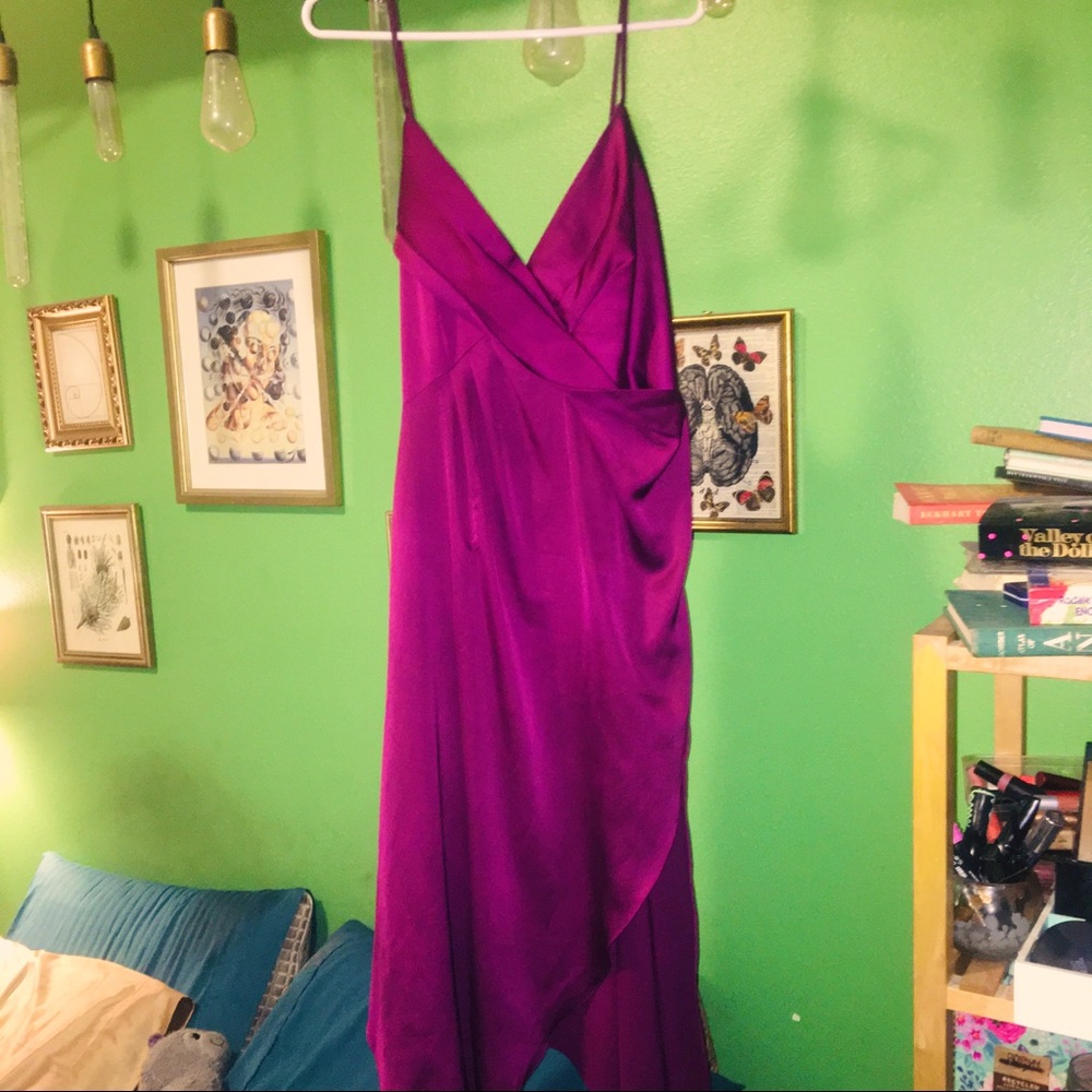 NWT ASOS burgundy draped dress with side slit
